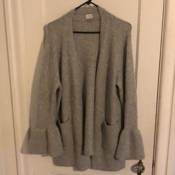 Grey bell sleeve open front cardigan - Picture 1 of 2